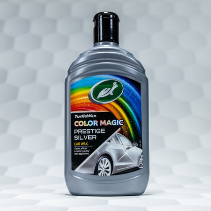 Turtle Wax Color Magic Prestige Silver car wax bottle for cleaning and shining vehicles. #carcare #TurtleWaxIndia
