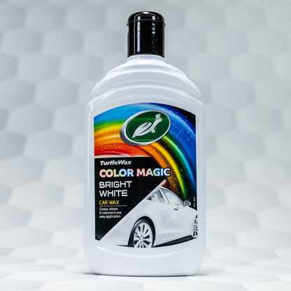 Turtle Wax Color Magic Bright White wax bottle for white cars. Car care product for cleaning and shine in India.