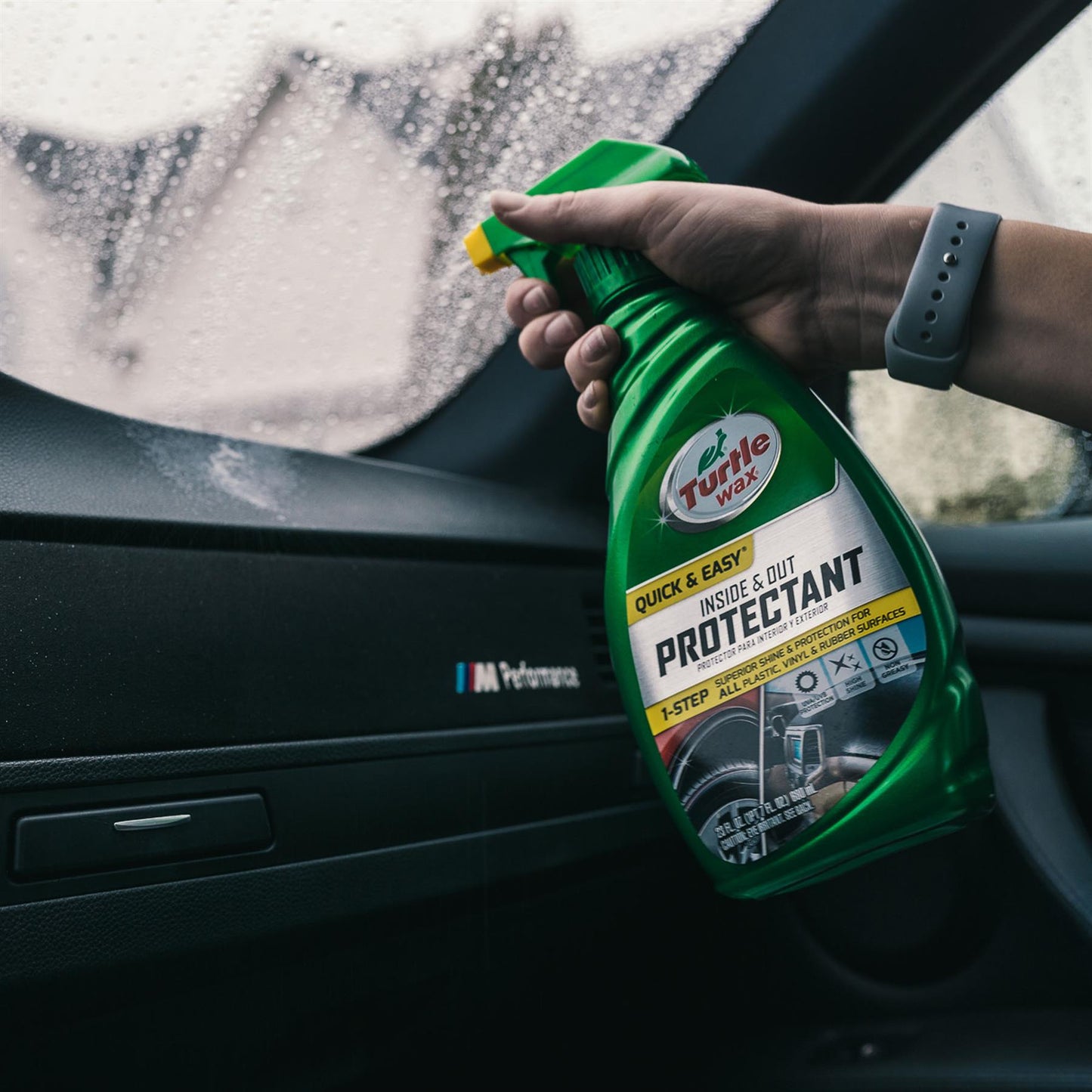 Turtle Wax Inside & Out Protectant: a spray for superior shine & protection on car's plastic, vinyl, & rubber surfaces.