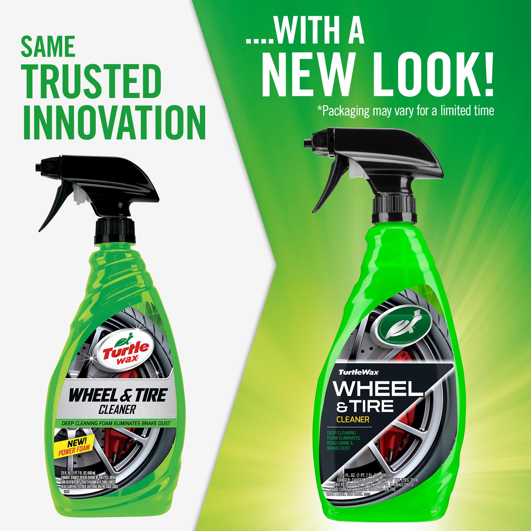 Turtle Wax Wheel & Tire Cleaner 680ml with deep cleaning foam eliminates brake dust. New Look. कार और बाइक की सफाई के लिए.