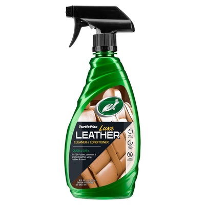Turtle Wax Luxe leather cleaner & conditioner spray bottle. Perfect for car seat & other leather surface care in India.
